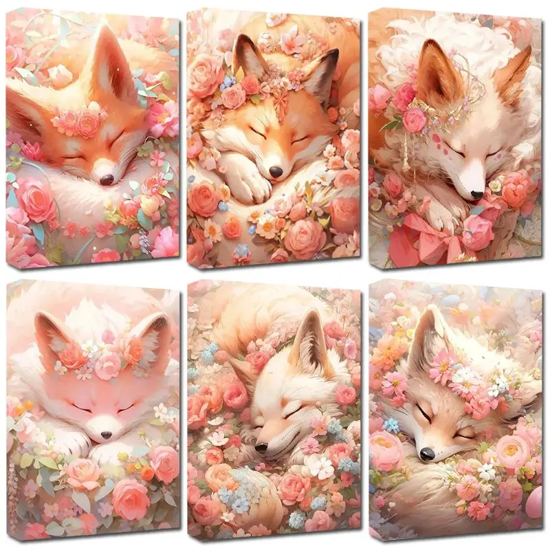 CHENISTORY Paint By Number Pink Fox Hand Painted Painting DIY Pictures By Numbers Animal Kits Drawing On Canvas Home Decor