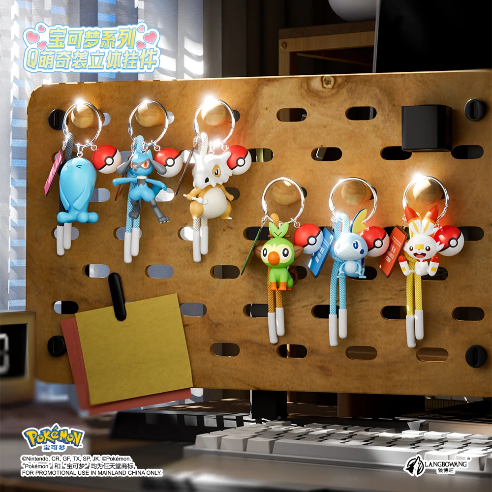 Genuino Pokemon Scorbunny llavero Grookey Riolu Sobble Wobbuffet Cubone Anime figura de acción juguete llavero fragancia colgante regalo
