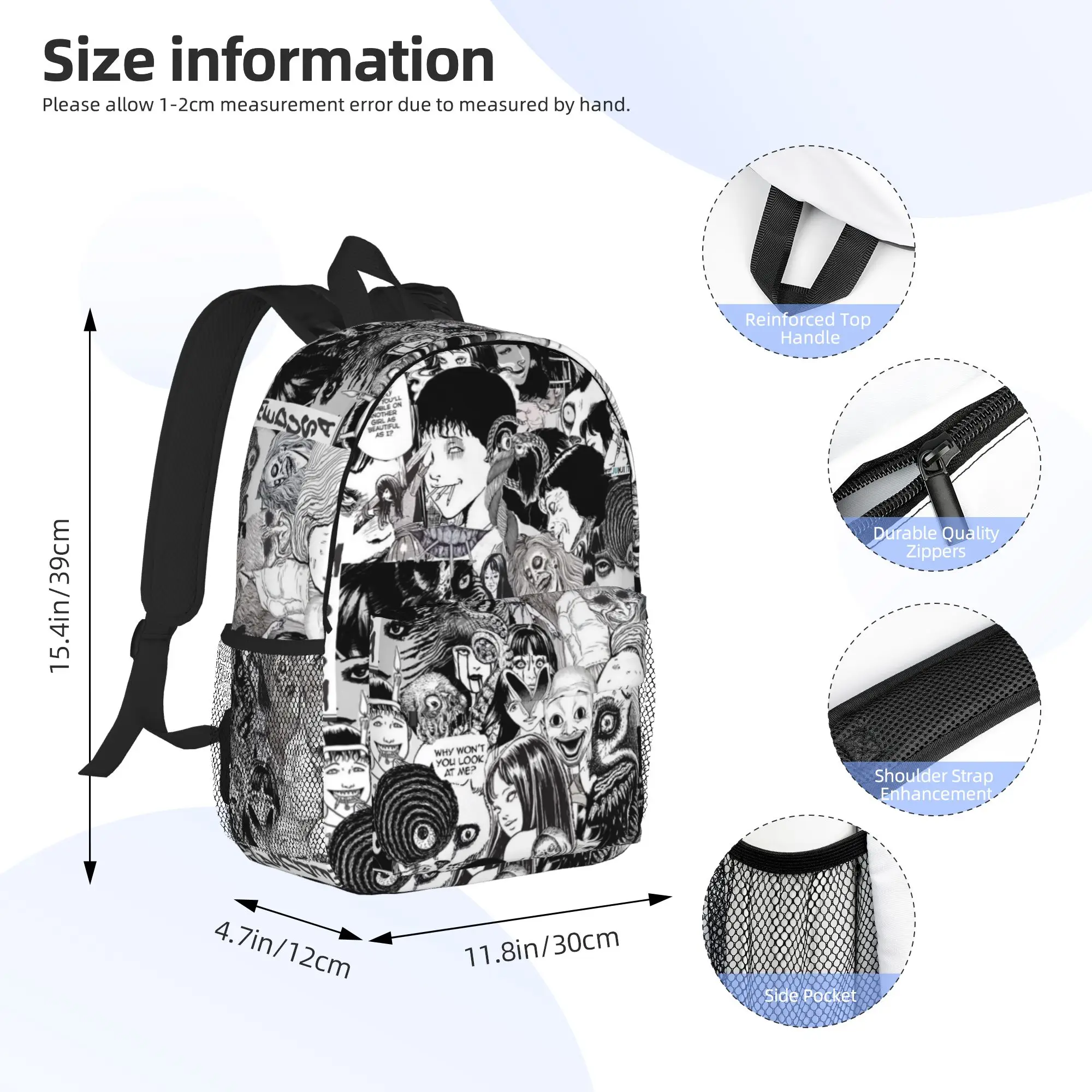 Tomie Junji Ito Horror Anime Comic Pattern Backpack Hot Sale Daypack Boys Girls BookBag Shoulder Bags for Men Women School Bag