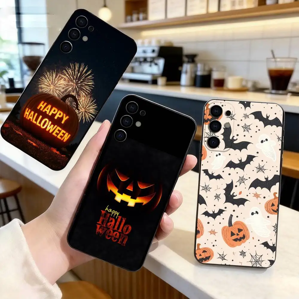 Happy Halloween HH  Phone Case For Samsung S26,S25,S24,S23,S22,S21,S30,Ultra,Plus,Fe,Lite,Note,10,Black Cover