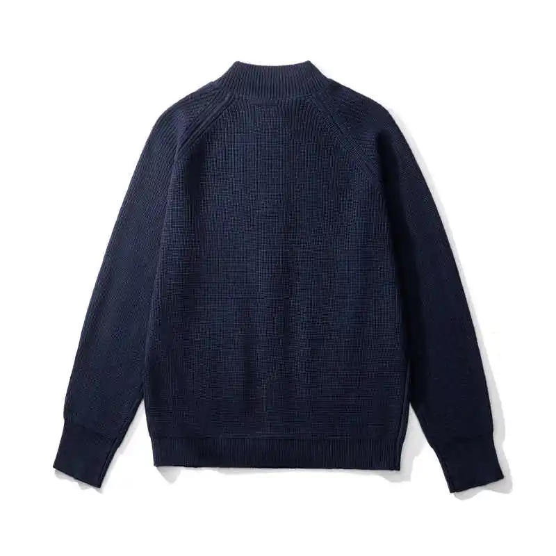 日本のレトロなKAPITALラグランスリーブメンズウールセーター厚手スタックカラーカーディガンニットウェアコートプルオーバー