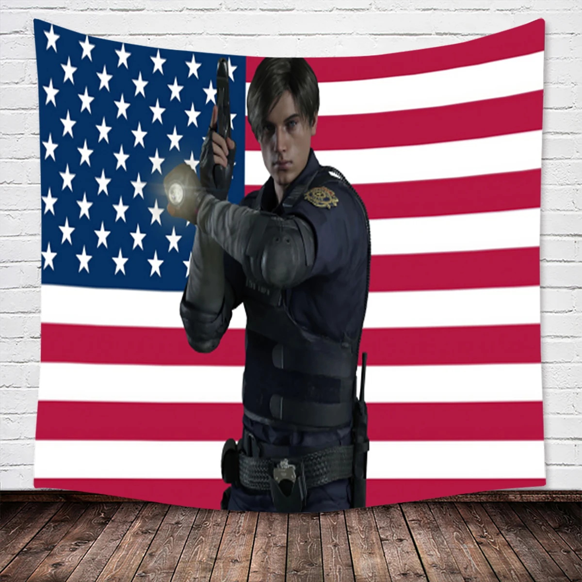 Leon Kennedy USA Flag Wall Hanging Tapestry Poster Banners Durable Polyester For Room College Dorm Bedroom Living Room Decor