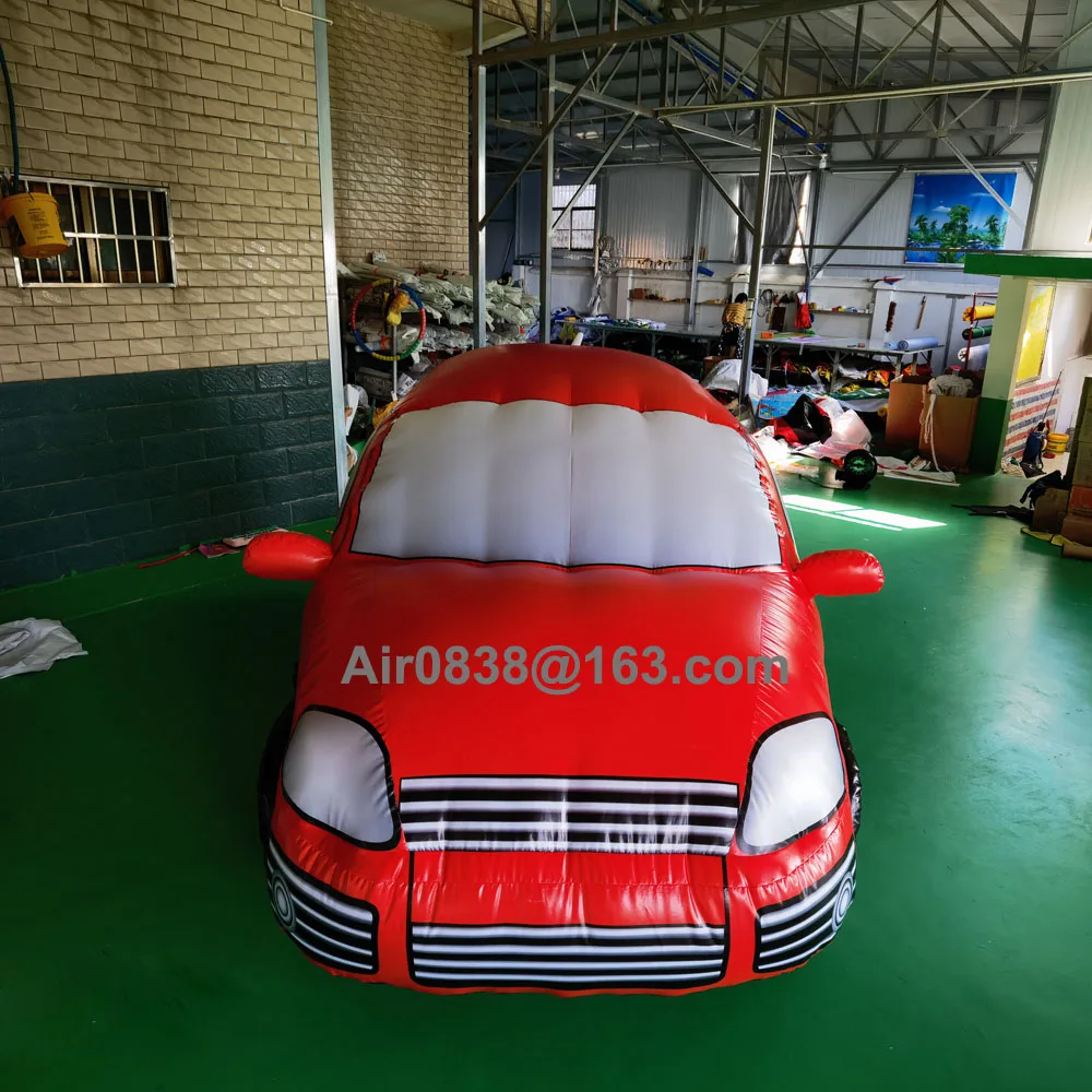 Custom Giant Inflatable Car Model Lifelike 4m Inflatable Race Car Replica With Blower For Advertising Decoration