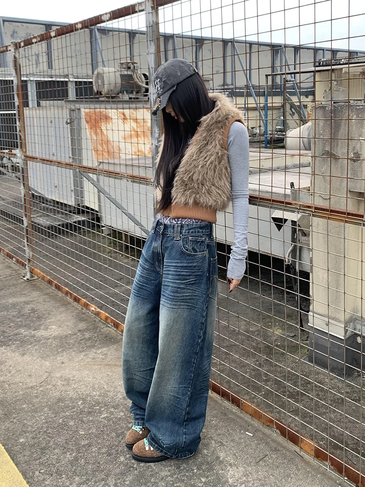 

Autumn Winter Stand Collar Knitted Splicing Vest Women White Duck Down Sleeveless Fur Vests Female Thick Warm Zipper Waistcoats