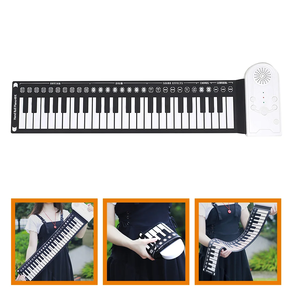 Foldable Keyboard Piano Hand-rolled Portable Folding Electronic 49 Keys Kids Roll-up for Beginner Abs Travel