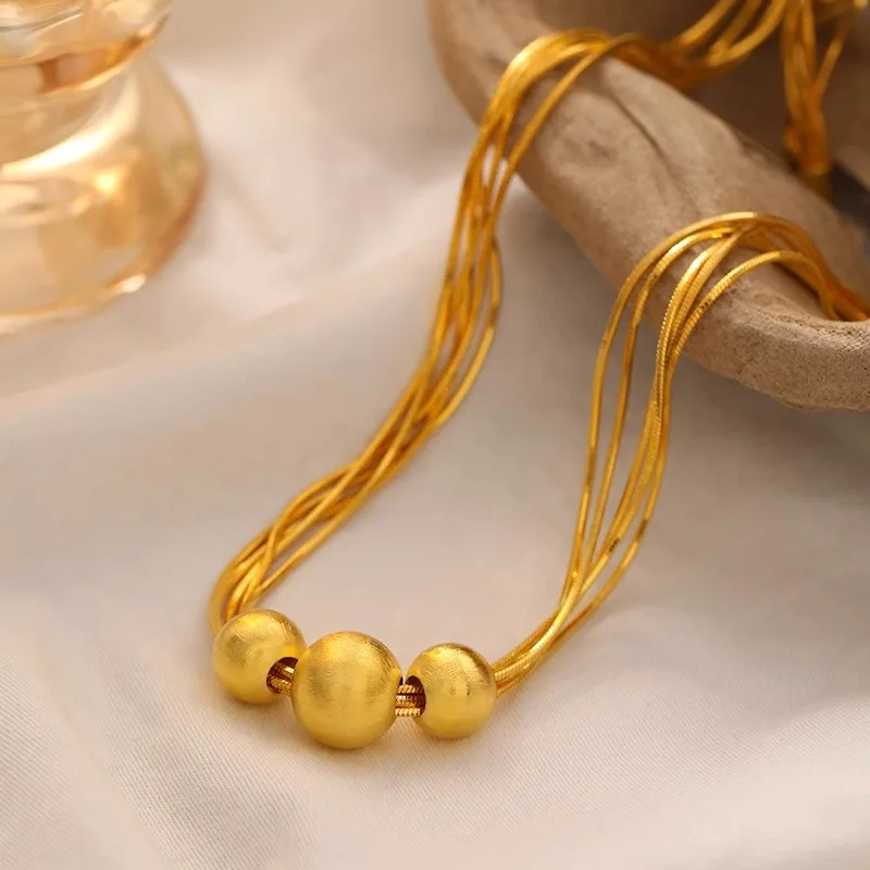 

Women's 24K Gold (AU999) Brushed Cat's Eye Luxury Necklace | Solid gold brushed chain, chiseled cat's eye pattern on matte gold
