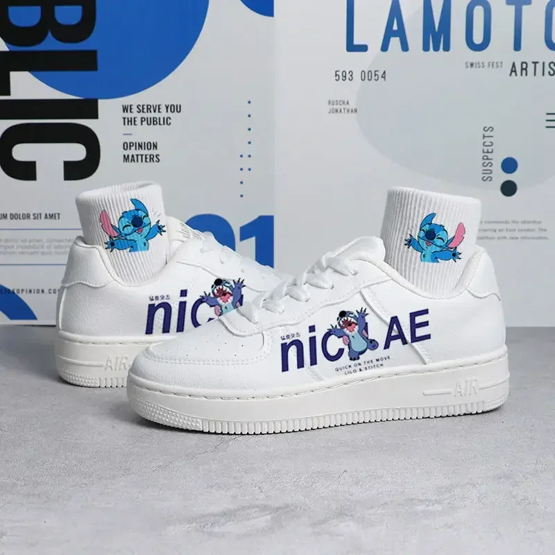 Lilo Stitch Disney New 2023 Tennis Shoes Print Sport ShoesCouple White Shoes Cartoon Mickey Sneakers Children Casual Shoes