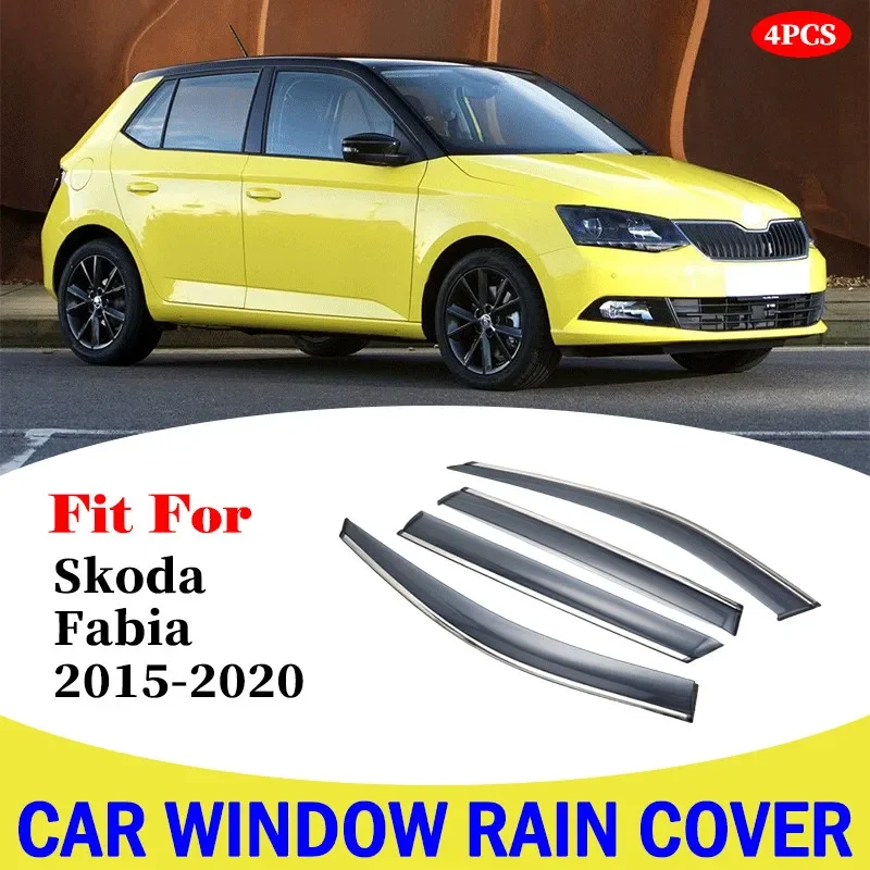 

Car Accessories For Skoda Fabia 2015-2020 Car Window Visor Covers Vent Shade Rain shield Guard Deflector Awnings Shelters