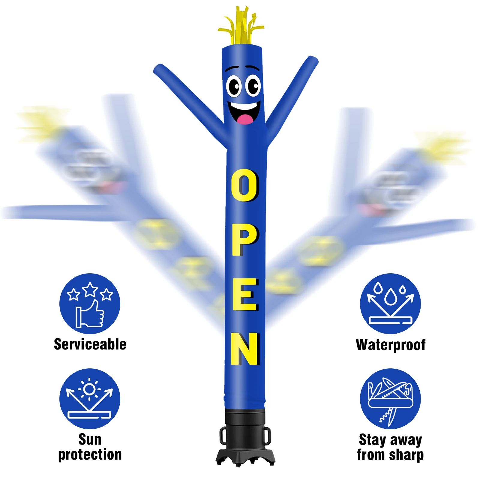 6/10/15/20FT Tall Inflatable Blue Open Dancing Guy for Outdoor Decoration Advertising(Blower Not Included)