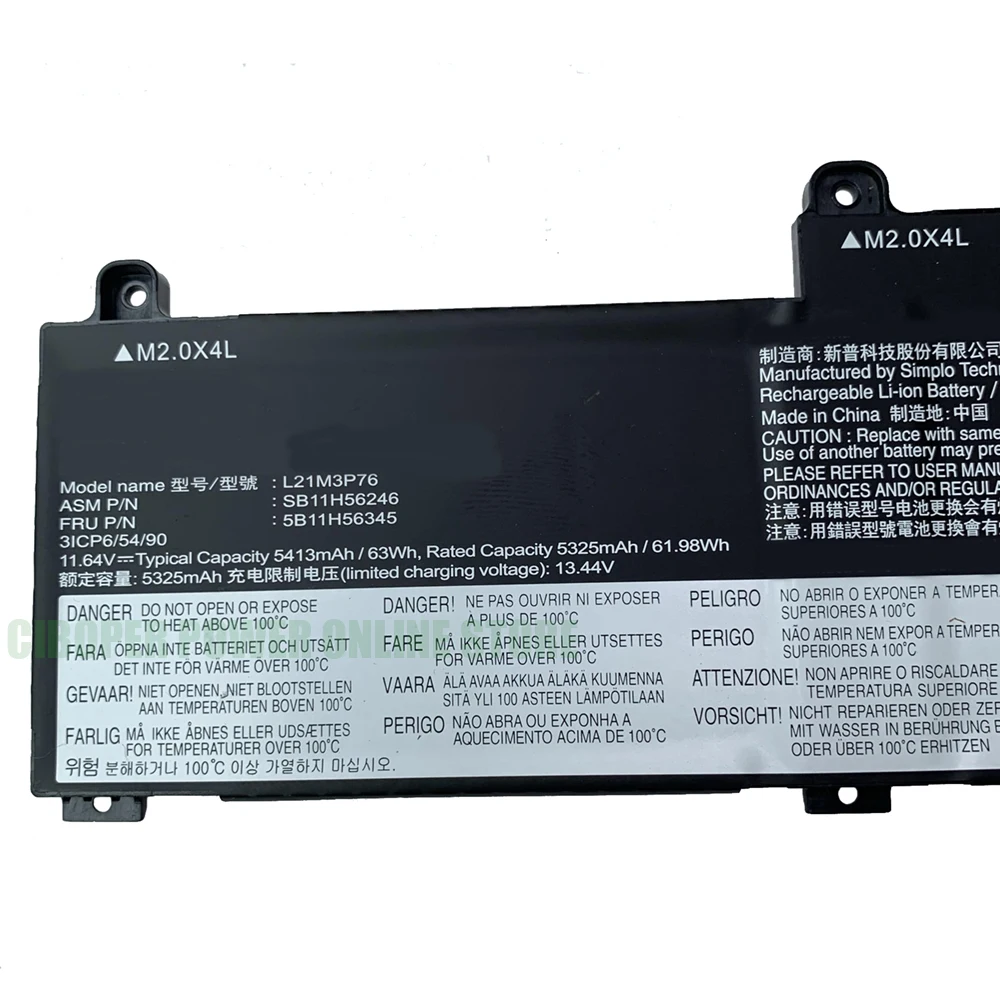 CP Laptop Battery L21M3P76 11.64V/61.98Wh L21D3P71 L21C3PG2 L21D3PG2 L21M3PG2 For ThinkPad L15 Gen 4 21H3 21H4 21H7 21H8 Series