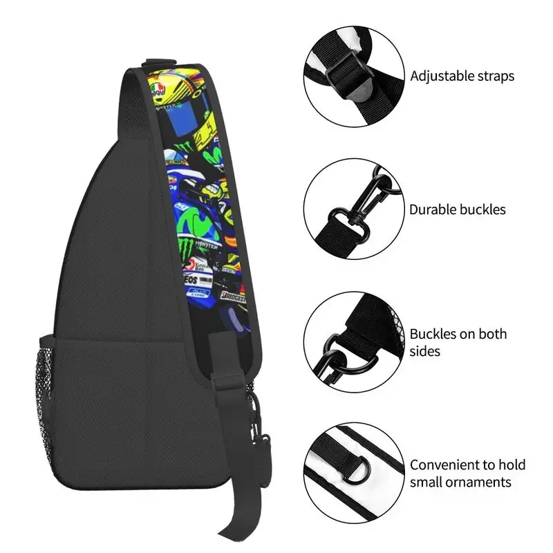 Moto-gp Rossi Speed Racing Sling Chest Bag, mochila de hombro cruzada para hombres, ciclismo, Camping, Daypack