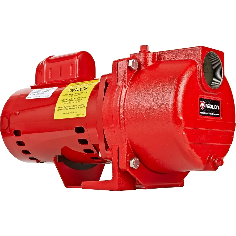 Red Lion RL-SPRK150 115/230 Volt, 1.5 HP, 71 GPM Cast Iron Sprinkler/Irrigation Pump with Thermoplastic Impeller, Red, 97101501