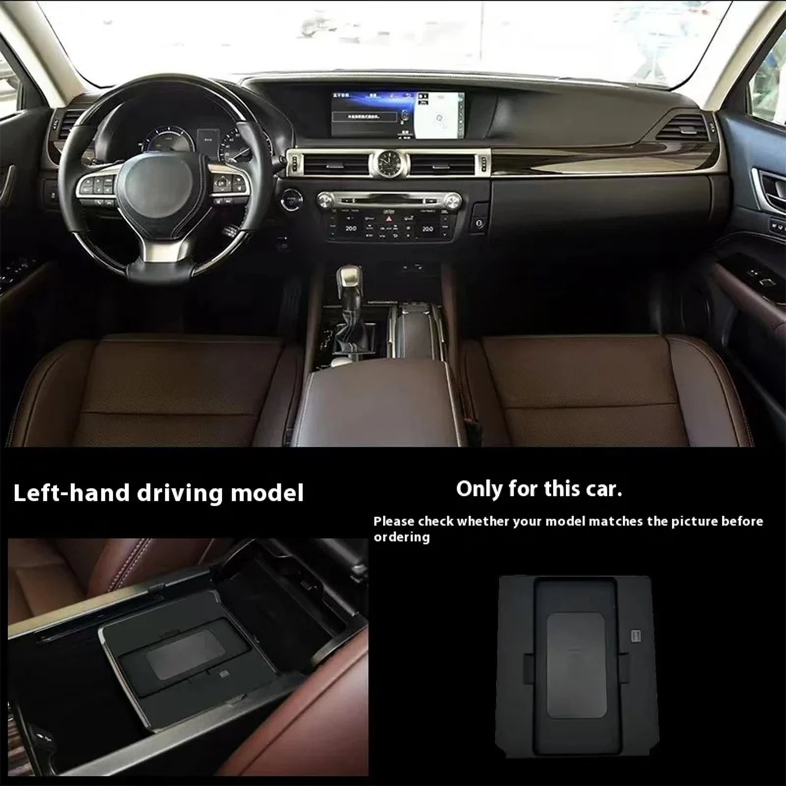 For Lexus GS GS200T GS250 GS300H GS350 GS450H 2014-2017 Car center console phone fast wireless charger plate charging holder