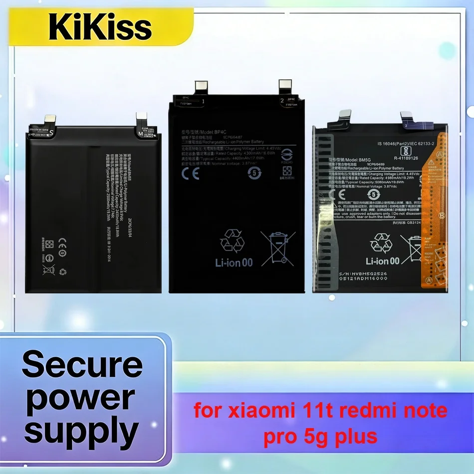 

Mobile Phone Battery High-Capacity BM59 BM5G BM58 2500-5000mAh For Xiaomi 11T For Redmi Note Pro 5G Plus