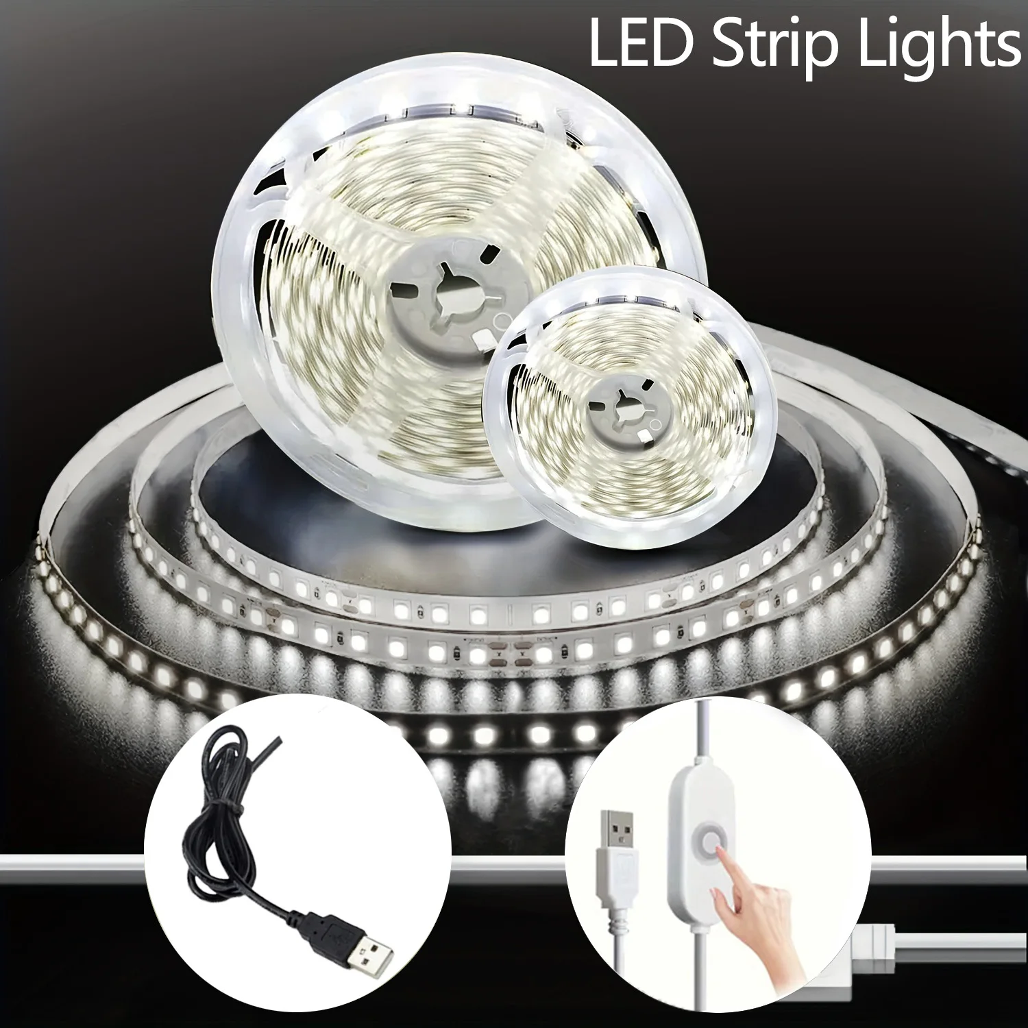 ไฟ LED Strip 5V สีขาว/Warm White ไฟ LED แบบยืดหยุ่น, สามารถวาง, ตัดโคมไฟตกแต่งบ้านสําหรับ TV Backlight ตู้แสง