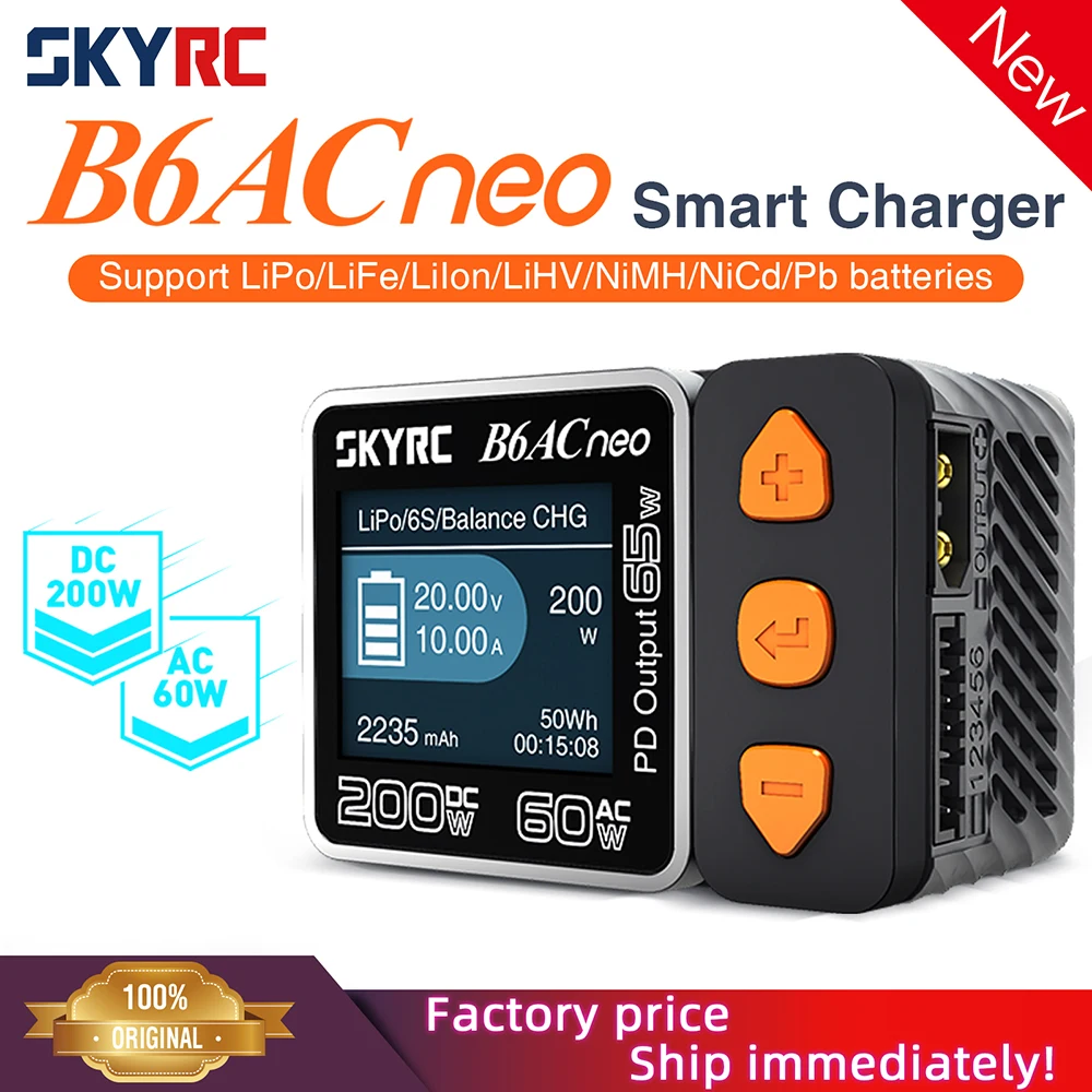 

New SkyRC B6ACneo Smart Charger DC 200W AC 60W Battery Balance Charger B6AC neo SK-100200 Upgraded for b6ac v2