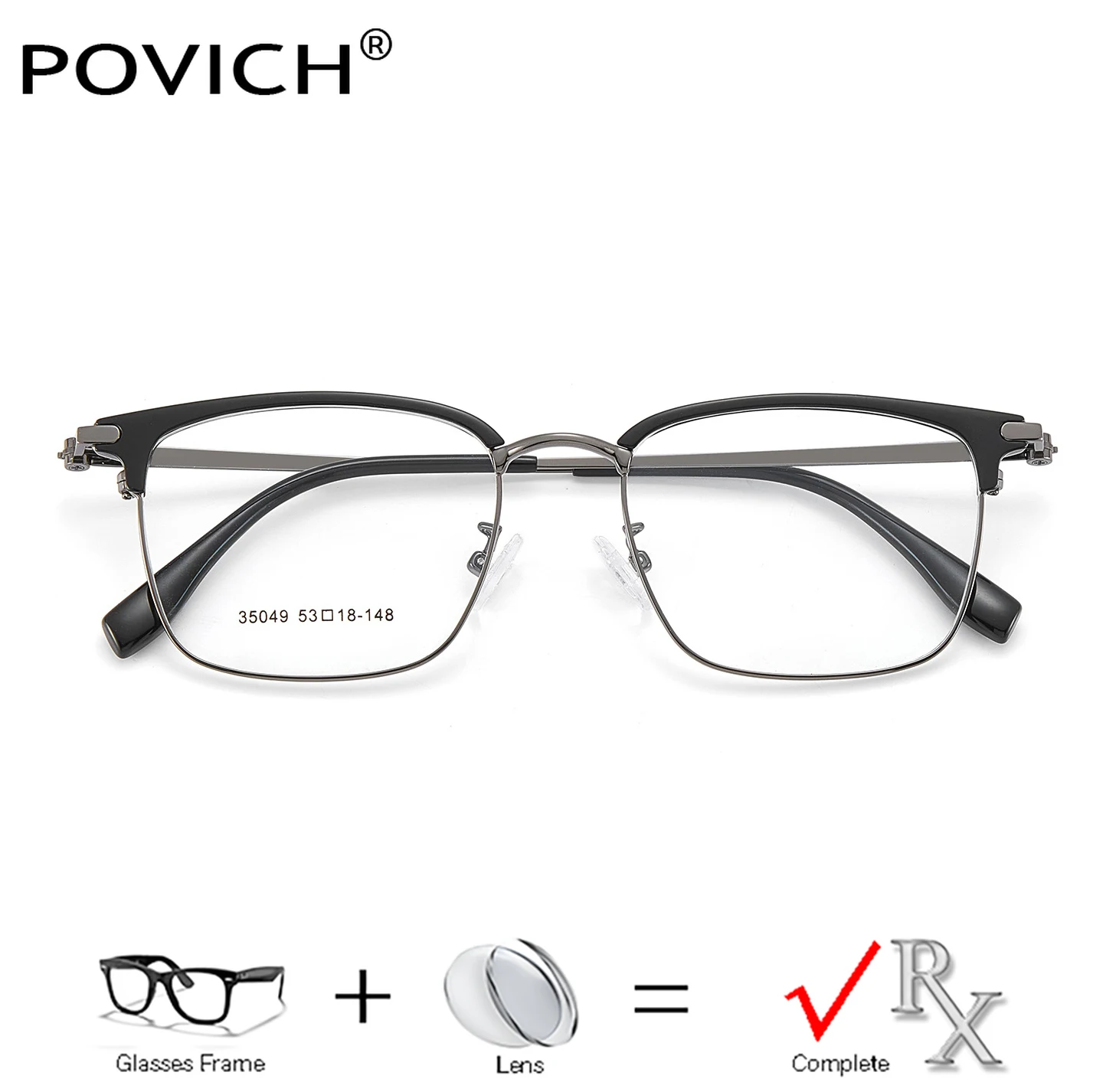 

Progressive Prescription Glasses Custom Anti Blue Photochromic Myopia Optical Lens Eyewear Men Square Eyeglasses Titanium Frames