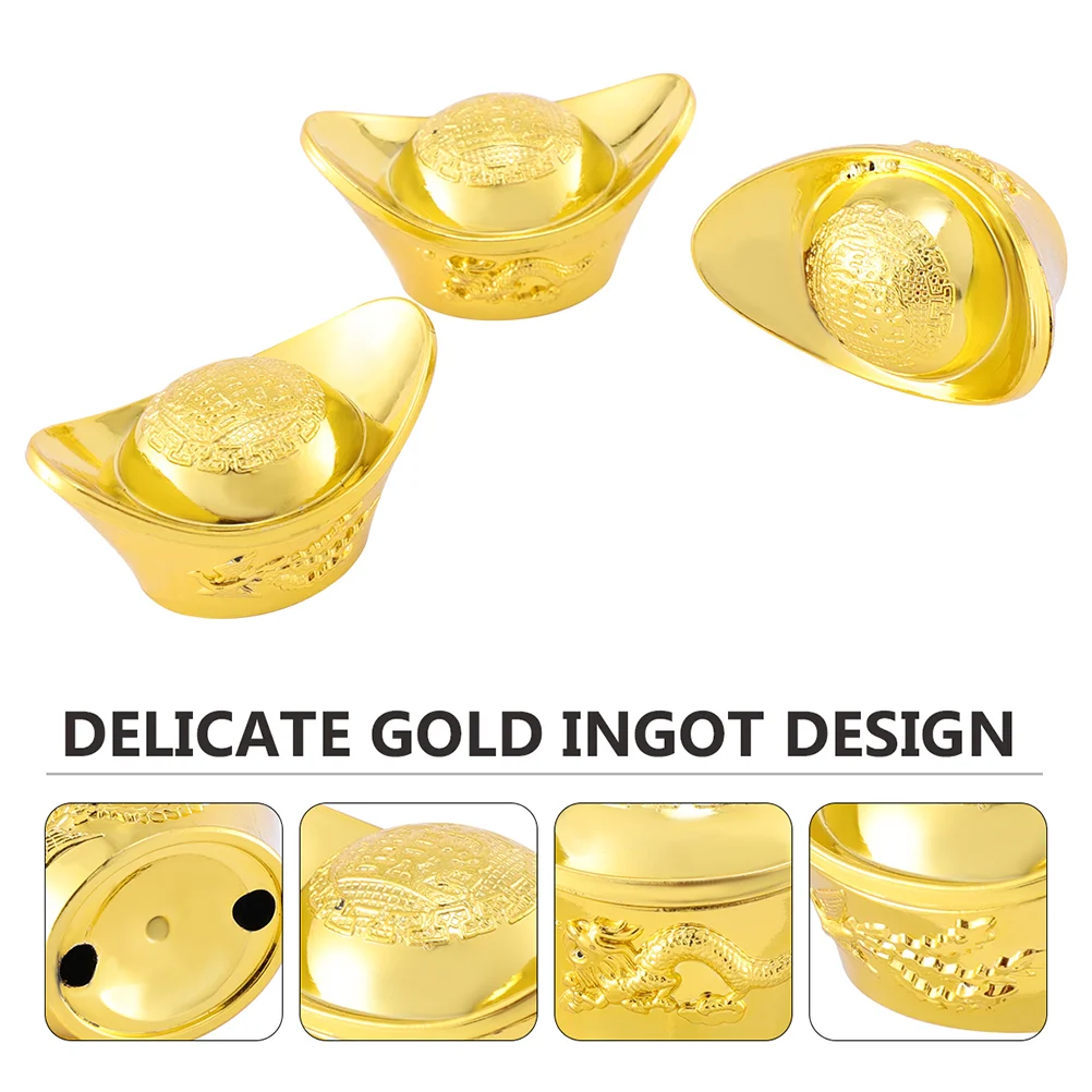 12 PCS Simulation Gold Ingot Gift Feng Shui Playthings Toy Wealth Luck Decorate Plastic Child