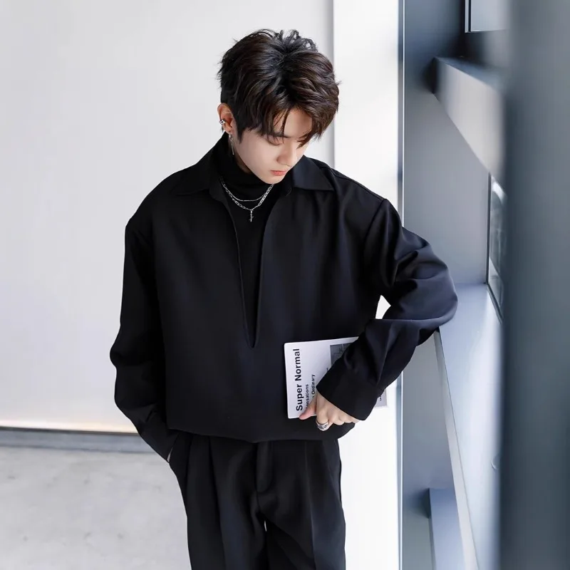 

Men's Clothing Long-sleeved Shirt Spring Autumn New Fashion Trend Splicing Fake Two-piece Shirt Jacket