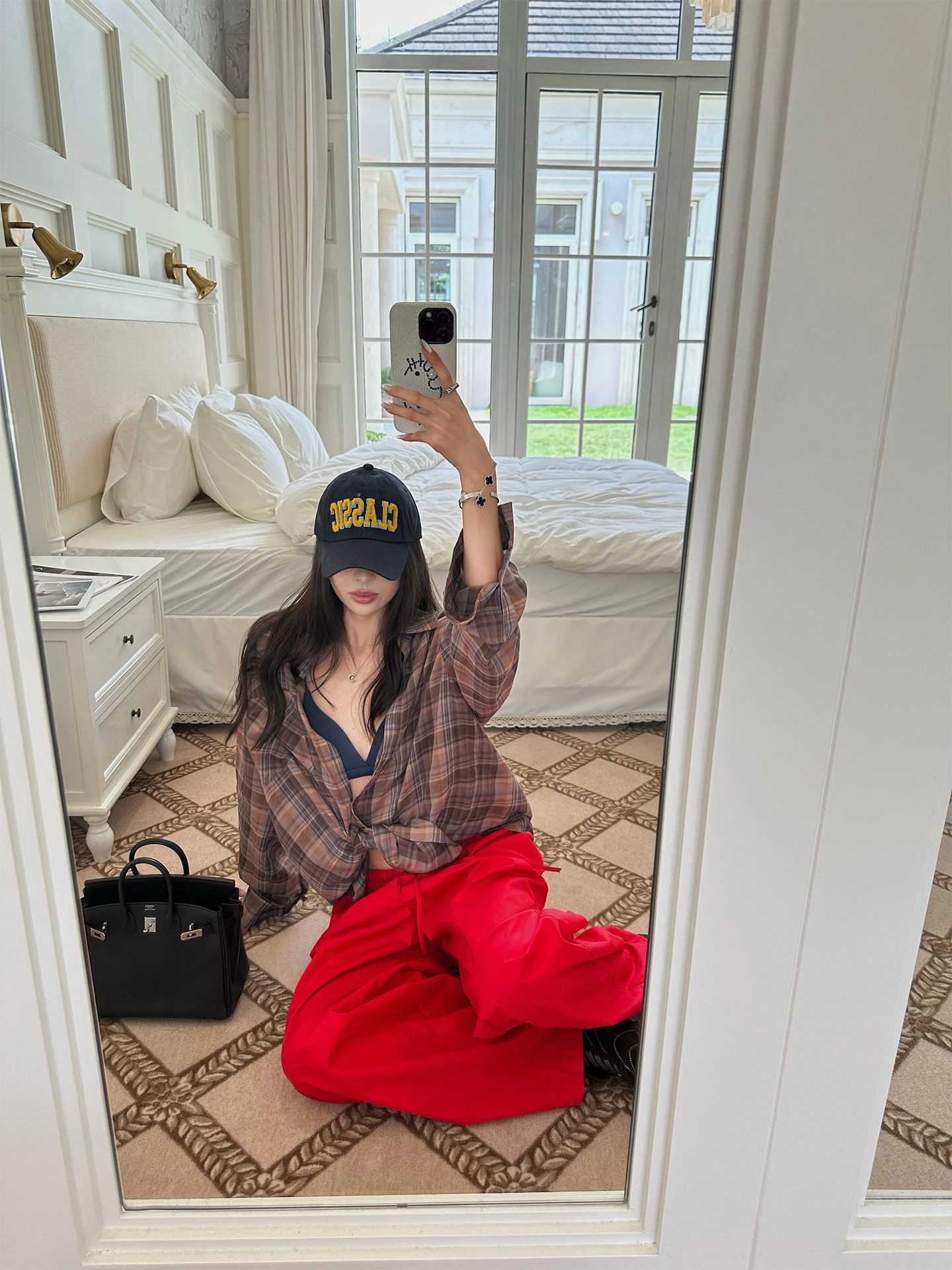 

NanaByNana California Par Cheered irt Женская повседневная верхняя одежда с длинными рукавами, цветными блоками, из дышащего хлопка, на пуговицах