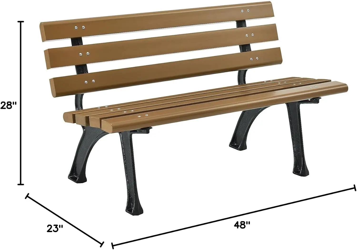 This Indoor/Outdoor Bench Is Ideal For Parks And Gardens Park Bench with Backrest 4'L Tan 23