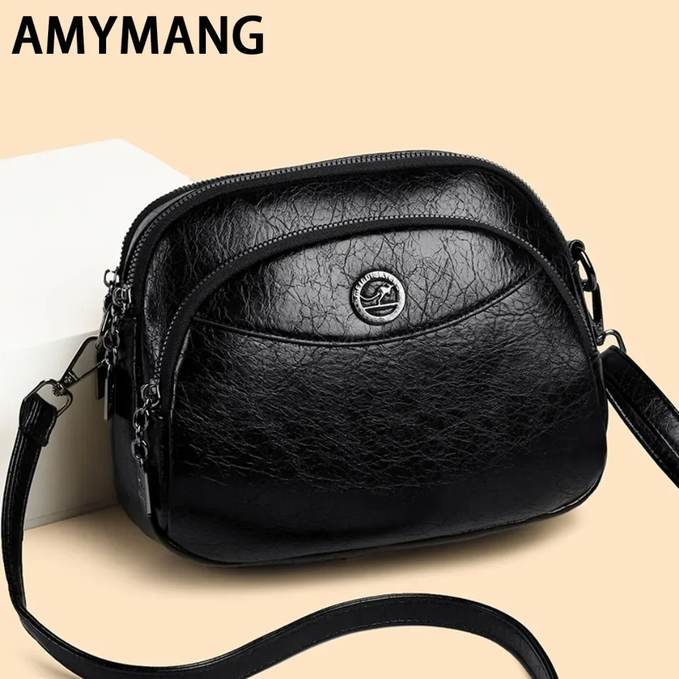 Luxury Leather Multiple Pockets Shoulder Crossbody Bag for Brand Women Handbag Designer Female Small Messenger Tote Sac A Main