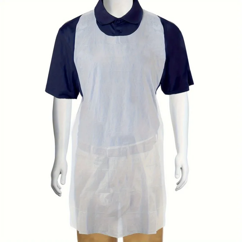 

100pcs Disposable White Plastic Aprons Waterproof And Stain Resistant Apron For Cooking Painting Restaurant Kitchen Accessories
