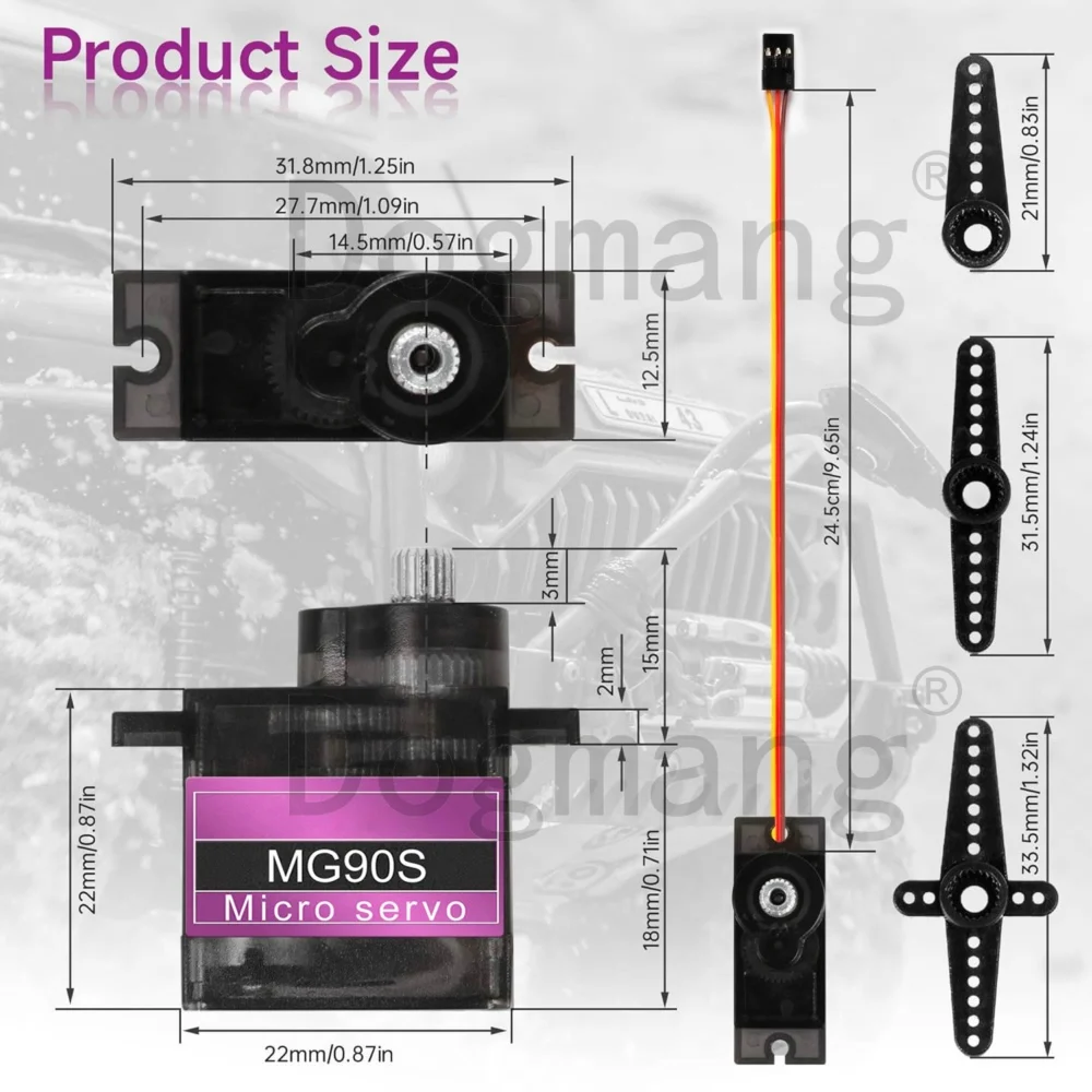 Mg90s Micro Servo mit Vollmetallgetriebe 9g Upgrade Sg90 Servomotor für RC-Fahrzeuge, Flugzeuge, Arduino DIY, 1-30 Stück optional – Detail 4