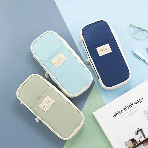 개폐식 연필 케이스 보라색 대용량 연필 상자 핑크 연필 케이스 다기능 편지지 상자