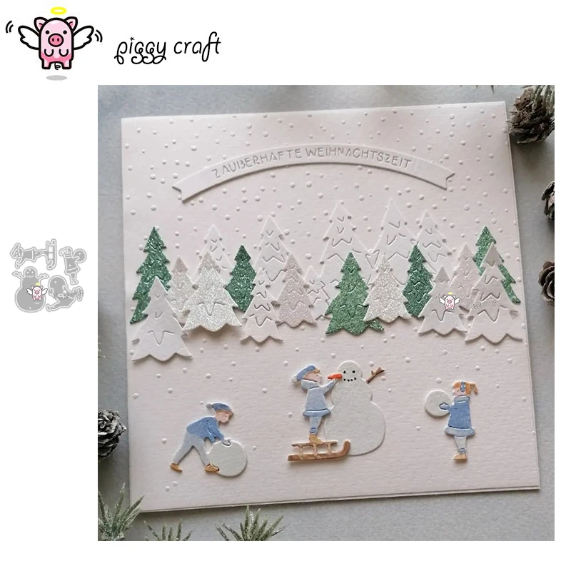 Piggy Craft metal cutting dies cut die mold Snowball Kid snowman Scrapbook paper craft knife mould blade punch stencils dies