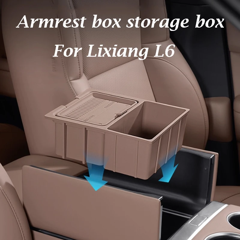 

For Lixiang L6 2024 2025 Lower Storage Box of Central Control Armrest Box Double Layered Flip Design Car Accessories