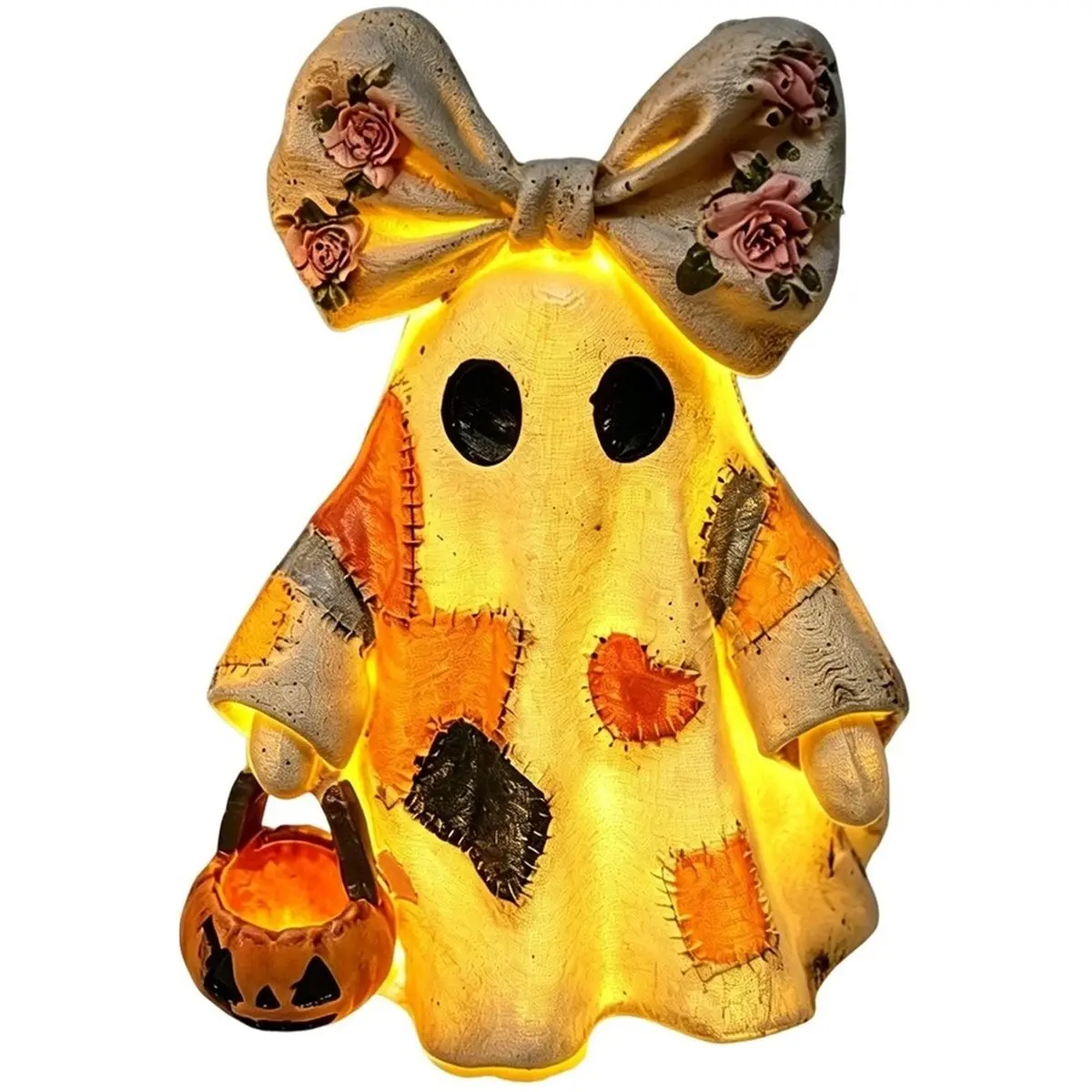2026 Trend Halloween Ghost Statue Light Up Halloween Sculpture Desk Decoration Sculpture for Women Men Homeowners Renters Home
