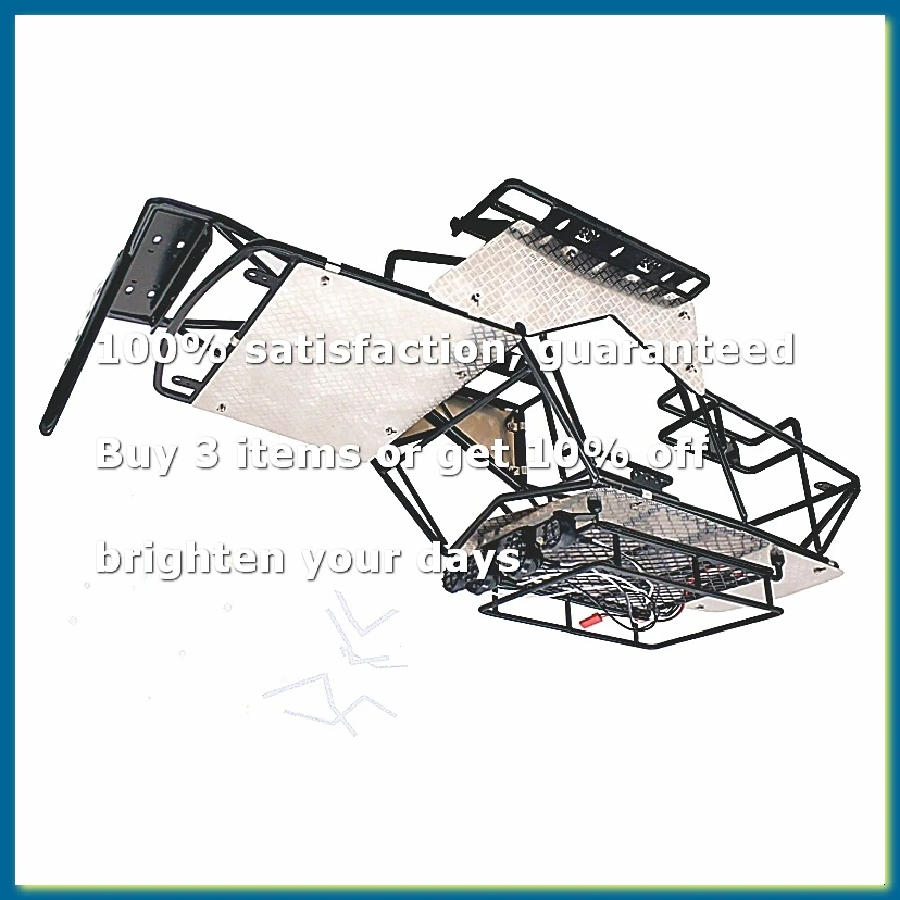 ●For 1/10 Scale RC Axial Wraith Metal Roll Cage Frame Body with Roof Rack and Metal Sheets Side Step,Black-ABFB