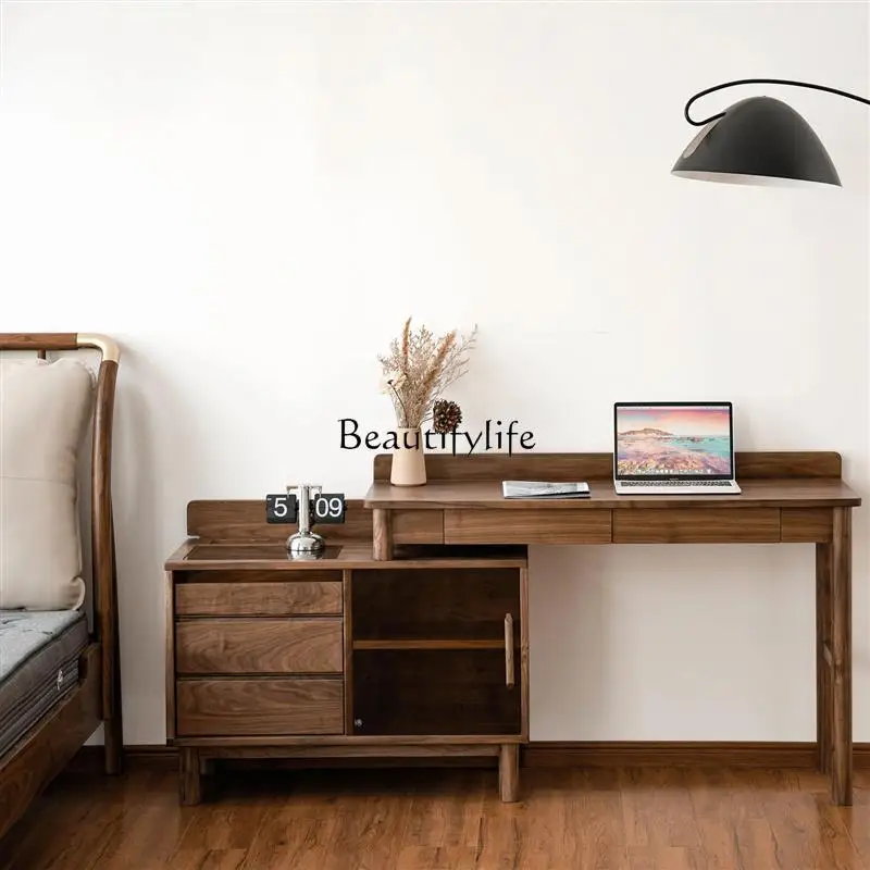 

ld14 Black walnut dresser bedside table combination retractable corner type