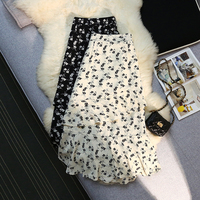 Seoulish Irregular High Waist A-line Mid length Skirt for Women Summer Elegant Floral Printed A-Line Skirt Female 2024 New