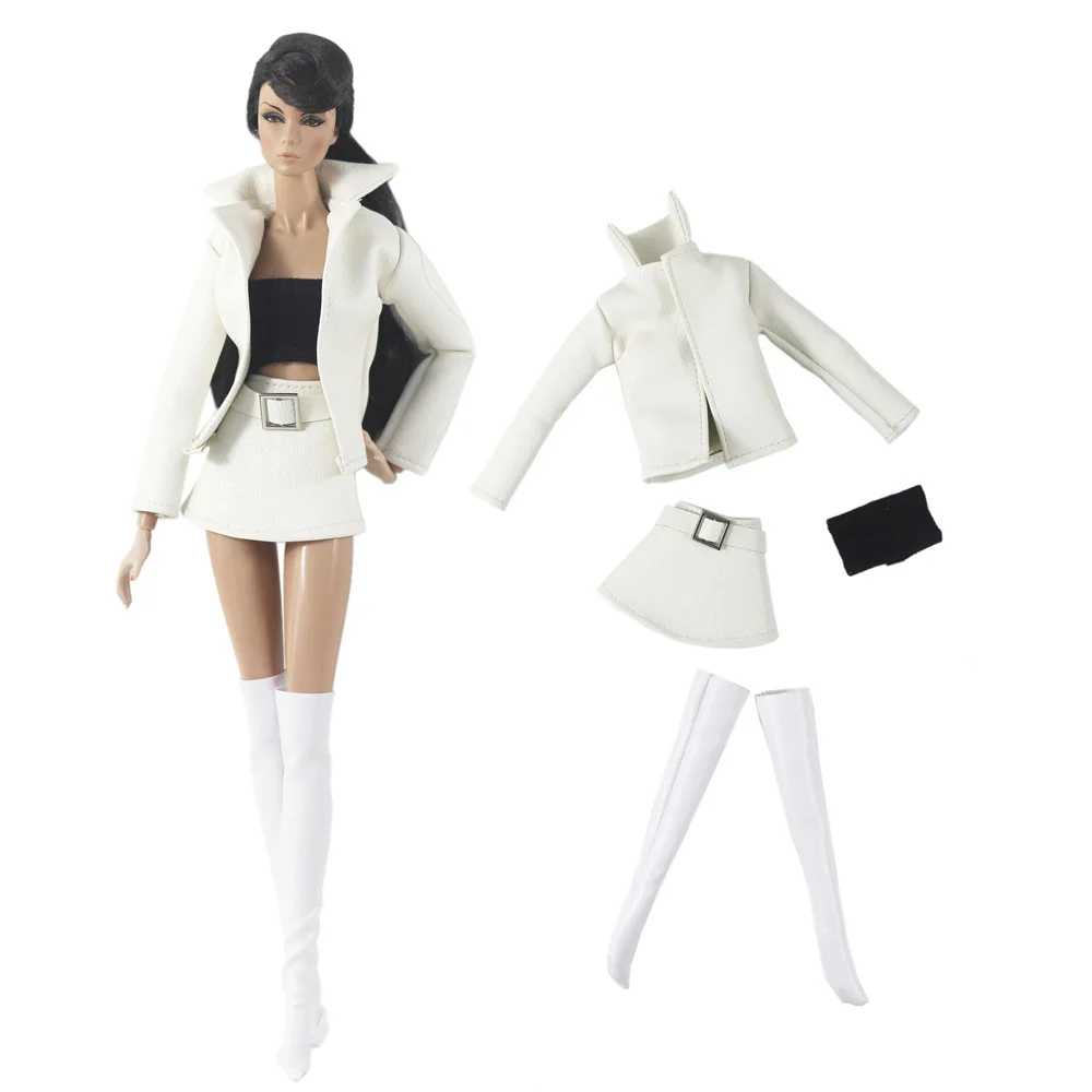 Fashion Suede Leather Outfit Set for 30cm BJD Barbie Blyth 1/6 MH CD FR SD Kurhn Doll Clothes Girl Figure Toy Accessories
