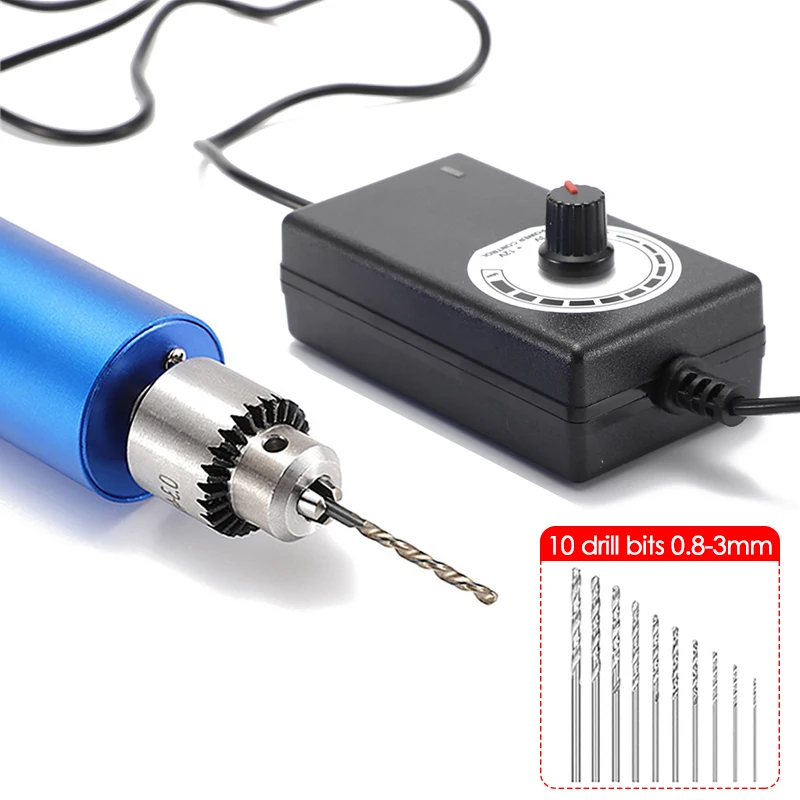 Mini Drill 385 Motor Variable Speed Electric Rotary Tool Brushless Grinder Engraver Cutting Polishing Power Electric Drill 220V