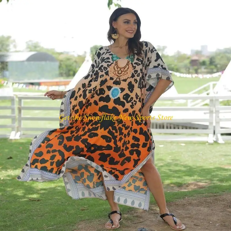 E56d menina beachwear solto robe banho cobrir praia vestido férias floral impressão praia cobrir maiô cobrir