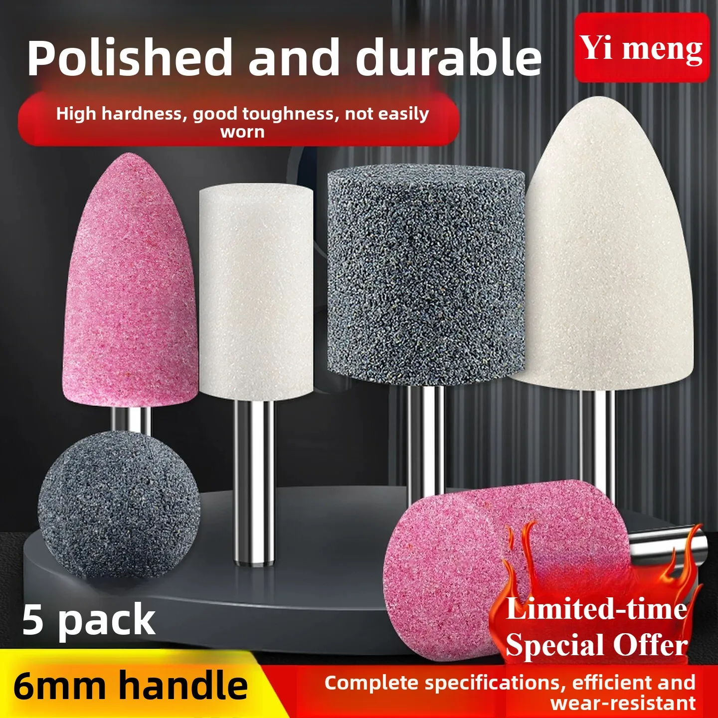 5 Pieces 6mm Diamond Small Grinding Wheel Internal Grinding Electric Grinding Head for Metal Rust Removal and Polishing