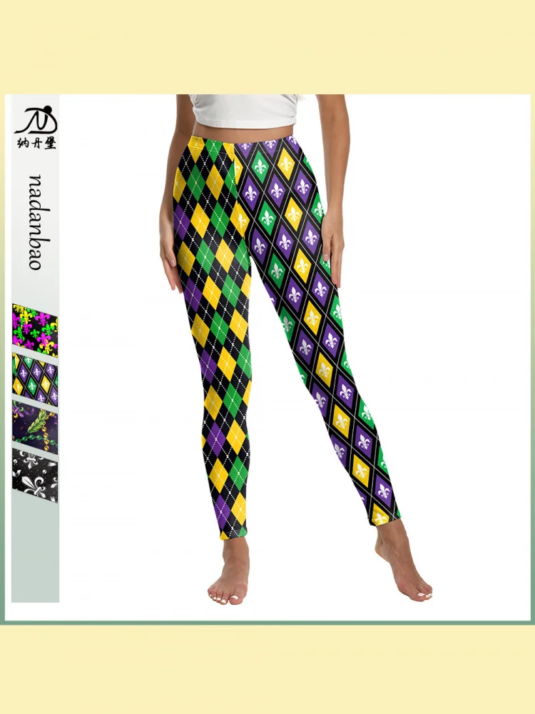 2026 carnaval feminino impresso pena apertado calças de yoga digital floral calças longas leggings spor base camada