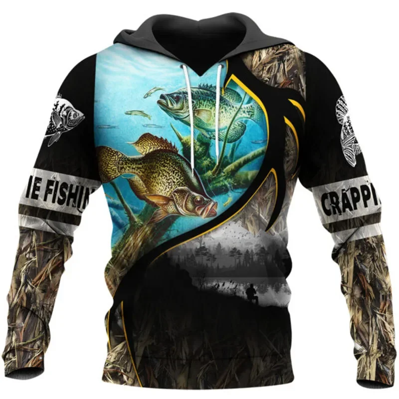 

Fashion Autumn Men's Hoodie Beautiful Crappie Fishing Art3D Printed Zip Hoodie Unisex Harajuku Street Casual Sweatshirt Jacket