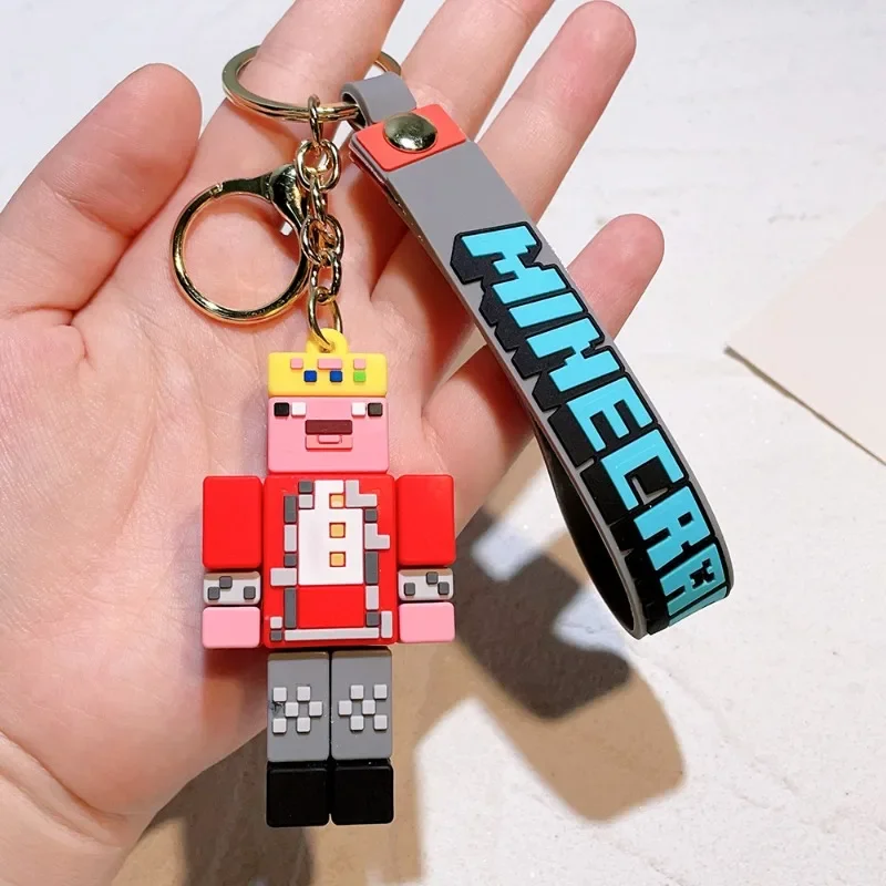 Minecraft Keychain Cartoon Figure Model Toys Anime PVC Pendant Decor Men Car Keyring Couple Backpack Charm Doll Key Chain Gift