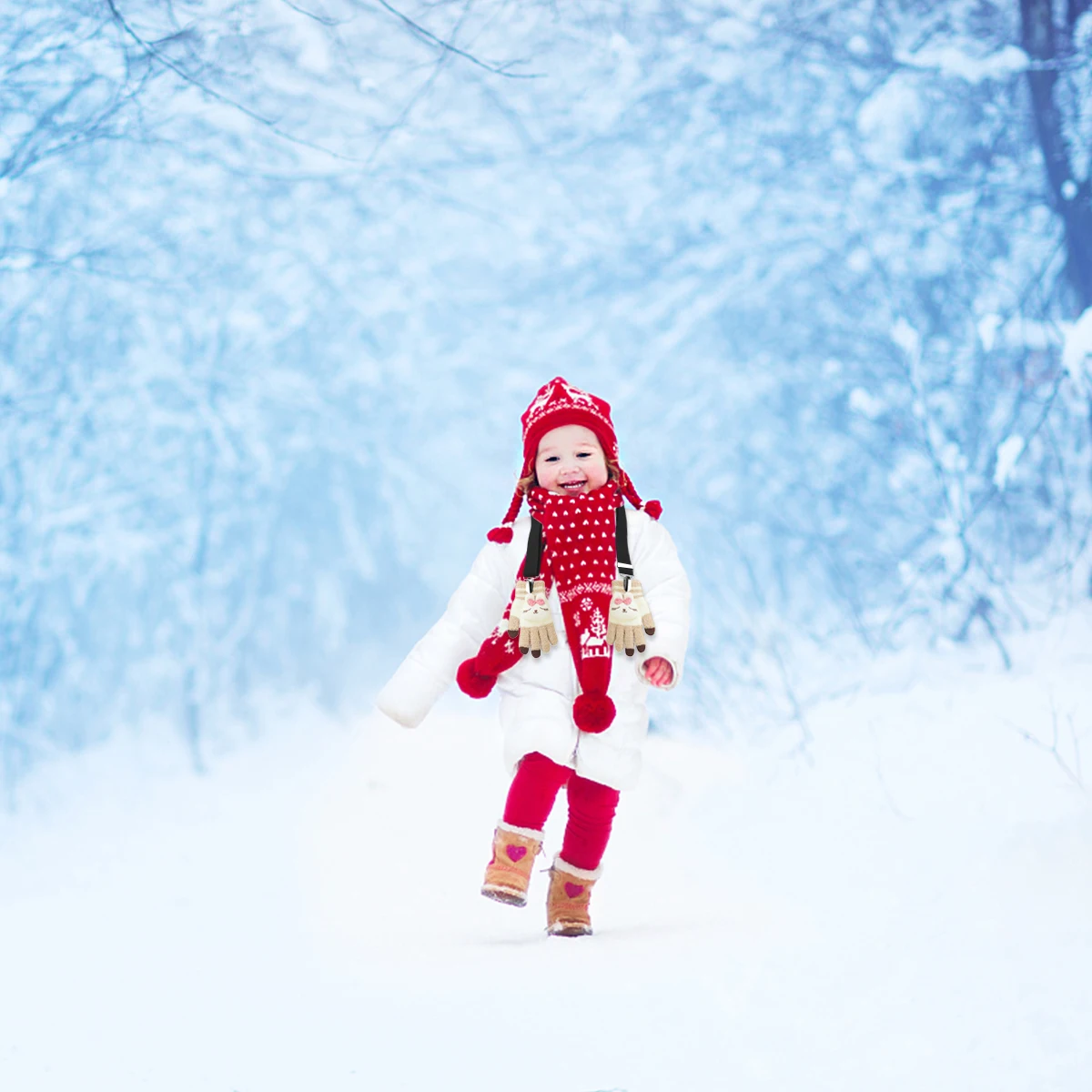 

2Pcs Children Glove Clip Wear Resistant Adjustable Elastic Gloves Holder Mittens Catcher Outdoor Winter Hat Clip Red