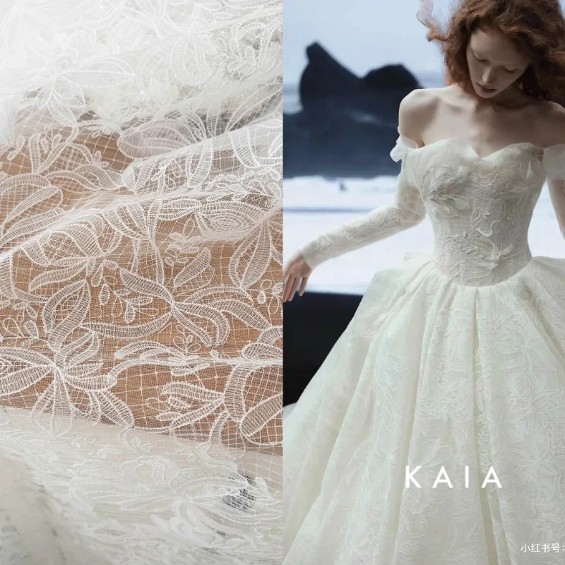 Fishnet Lace Fabric Floral Wedding Dress Veil DIY Material for Bridal Gown Accessories By The Meter French Lace Designer Fabric