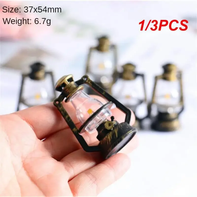 1/3PCS 1:6 Retro Style Scale Miniature Oil Lamp Dollhouse Accessories Mini Kerosene Lantern Micro Landscape Decor Scene