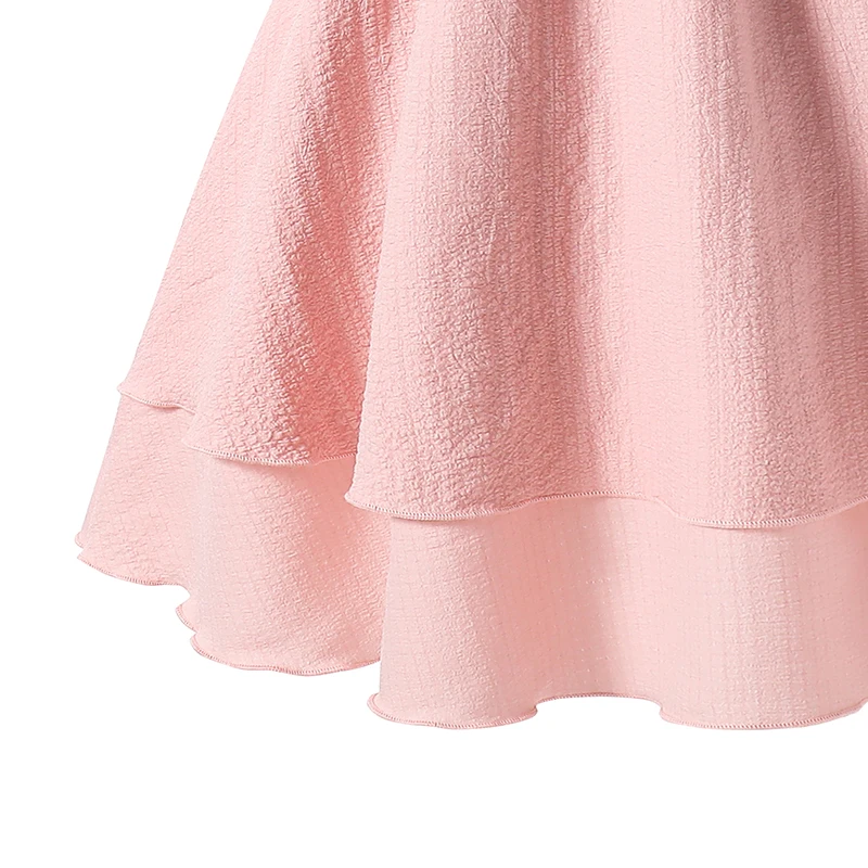 Princess Dress Sweet Style Solid Pink Tiered Sling Dress 8-12 Years Tween Girls Dress Birthday Party Pageant Communion Dress