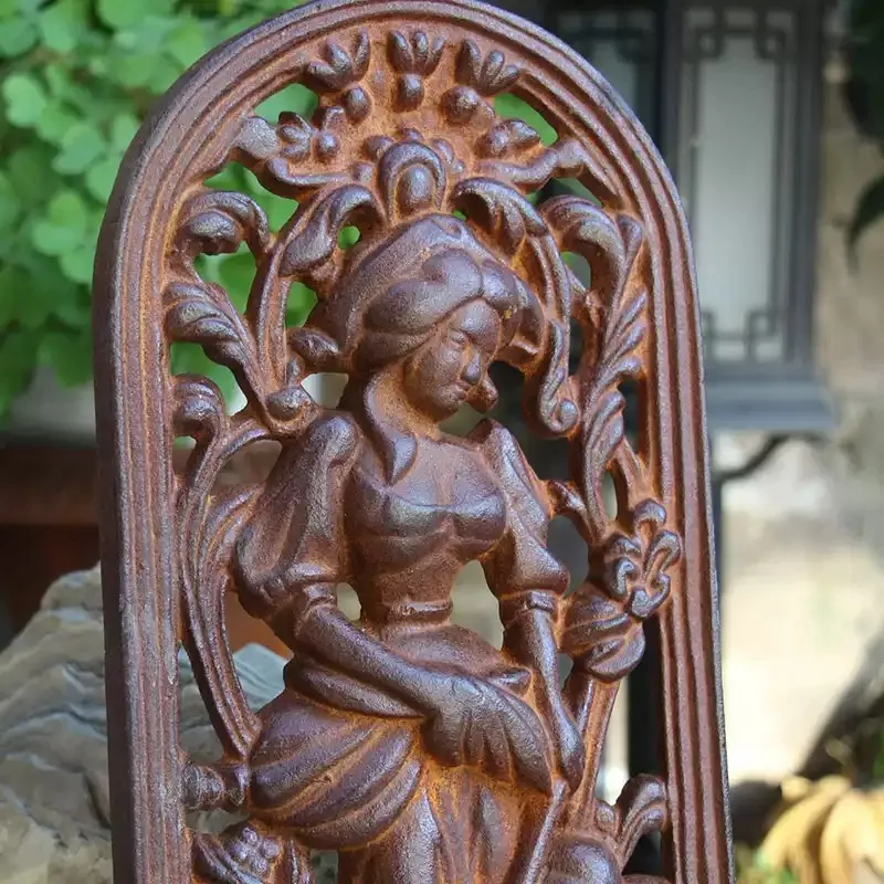 Vintage Rustic Brown Cast Iron Shepherd Figural Panel For Home Indoor Outdoor Garden Decoration Retro Courtyard Welcome Signs