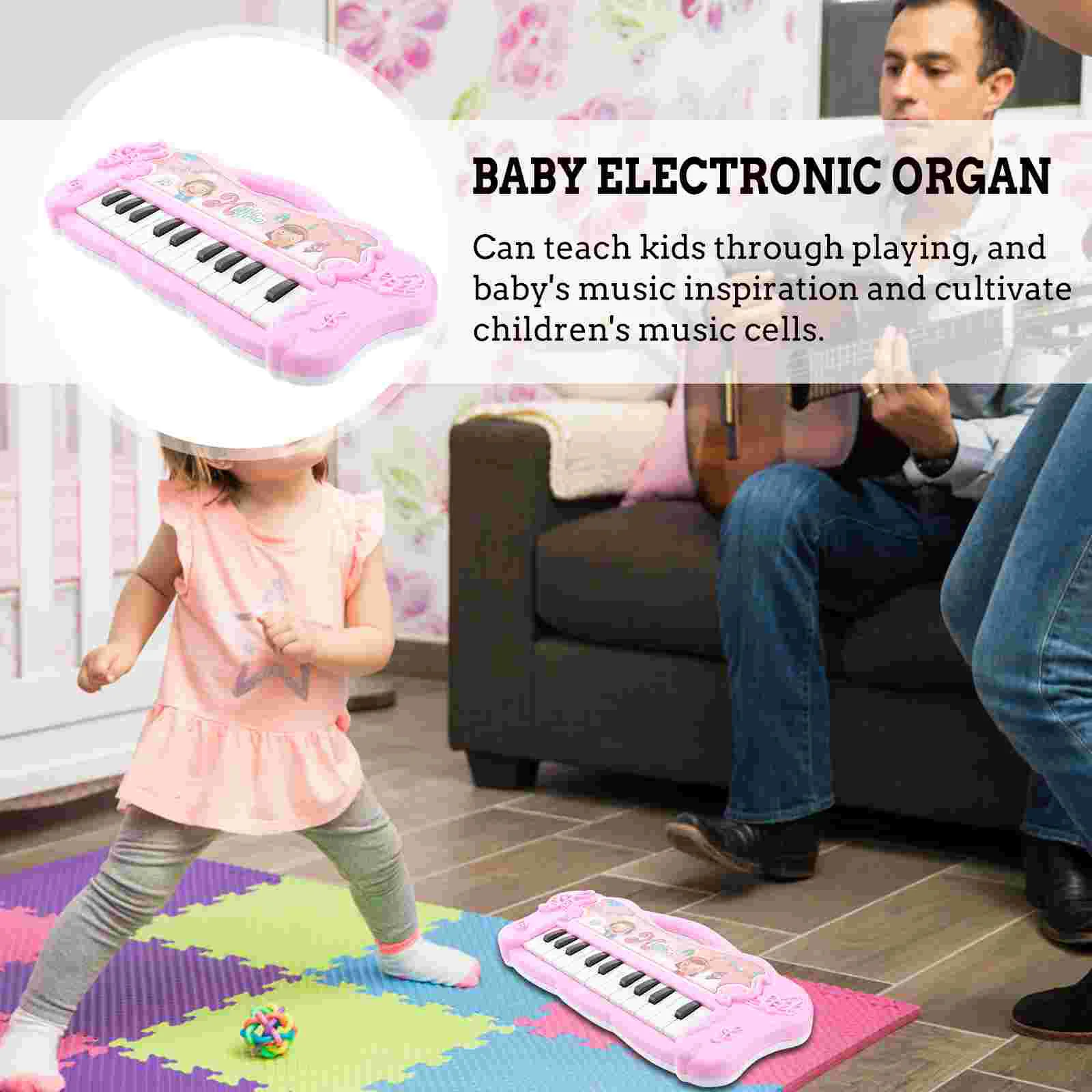 Music Keyboard Pink Toy Kid Puzzle Entertainment Musical Plaything Plastic Instrument Baby Electronic Organ