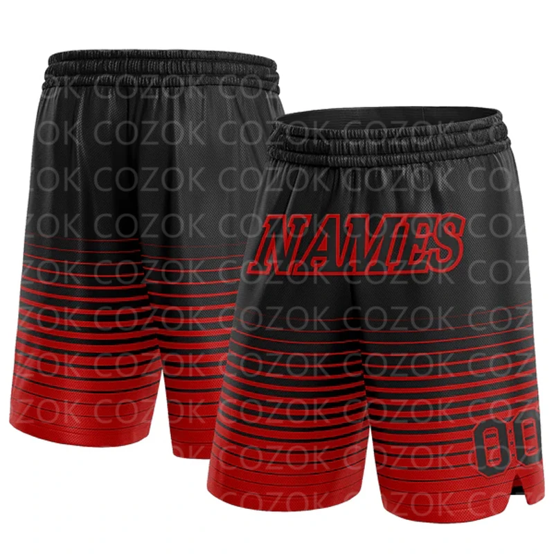 

Custom Black Red line Authentic Basketball Shorts 3D Printed Men Shorts Your Name Mumber Quick Drying Beach Shorts