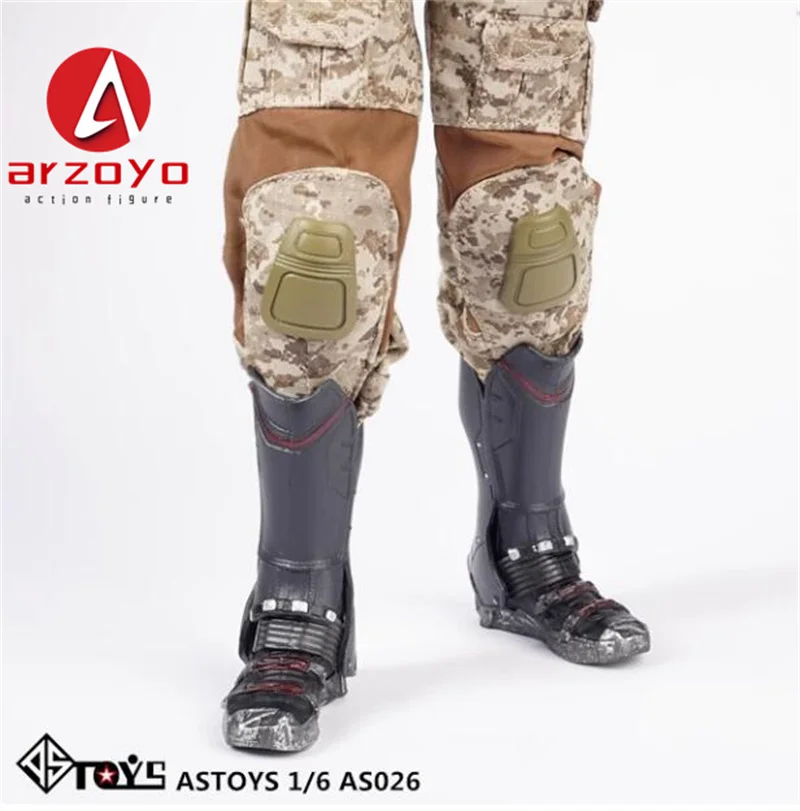 ASTOYS AS006 AS026 1/6 Schaal Zwart Solid Combat Tactische Laarzen Falcons Combat Boots Model voor 12 ''Afneembare Voeten Action Figur